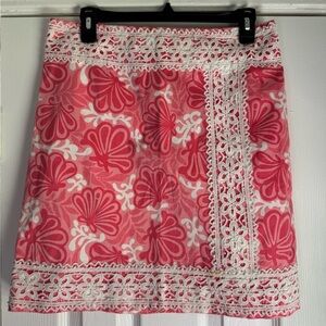Lilly Pulitzer Palm Beach Ginger Skirt Vintage White Label - Pink & White, Lace